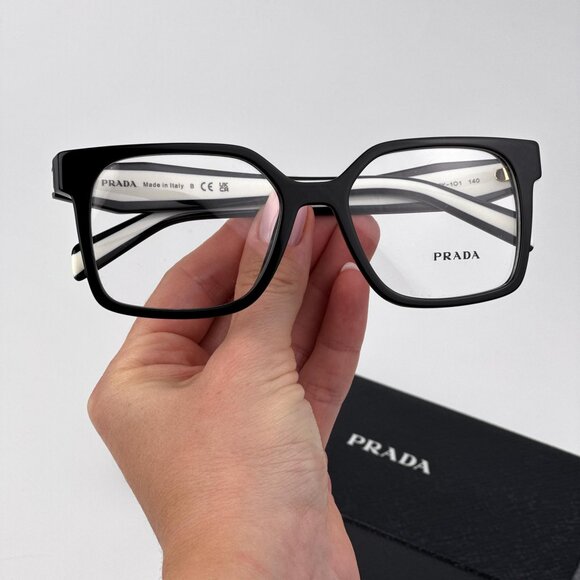 Prada Eyeglasses – Black Square Acetate Frame | Women’s Model PRB03V 16K1O1 - Picture 1 of 9